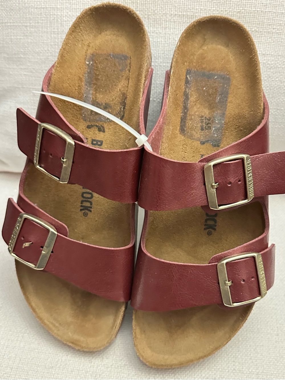 Birkenstock Arizona Double-Strap Slide Sandals in Wine Red size 41